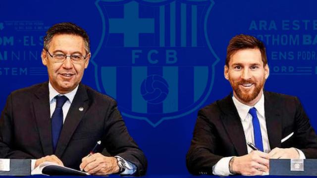 Josep Maria Bartomeu y Leo Messi