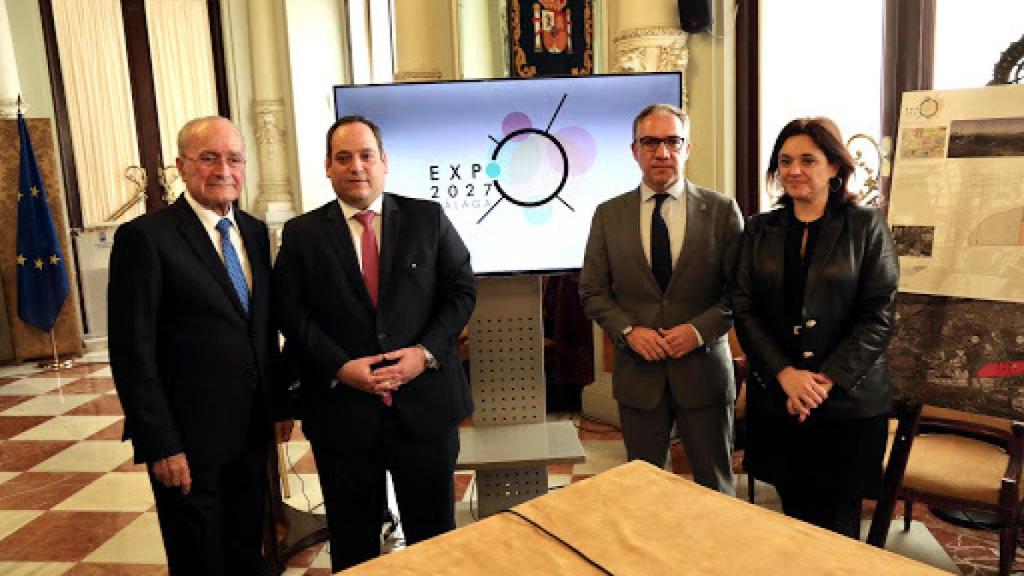 Imagen de la visita a Málaga del secretario general del BIE por el proyecto de la Expo 2027.