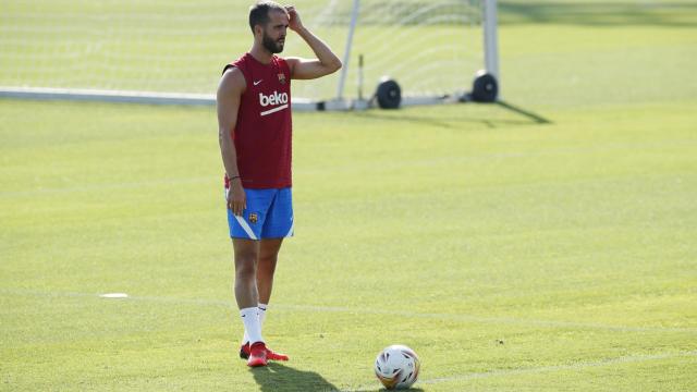 Pjanic durante un entrenamiento del FC Barcelona