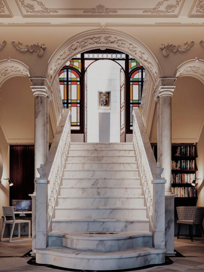 Interior del hotel proyectado en la Plaza Mitjana, en el Centro de Málaga.