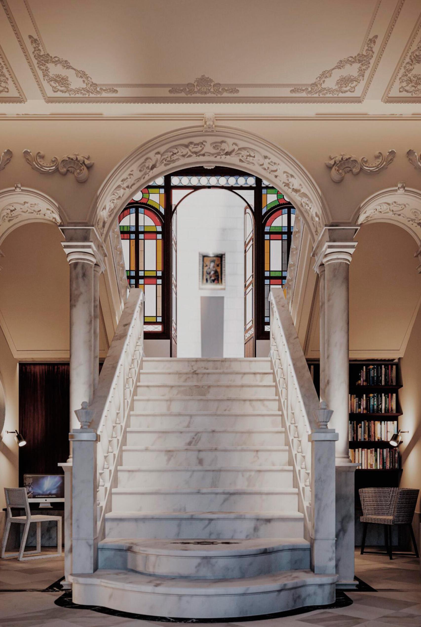 Interior del hotel proyectado en la Plaza Mitjana, en el Centro de Málaga.