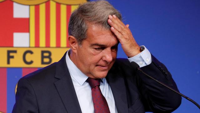 Joan Laporta, durante la rueda de prensa de explicación del adiós de Leo Messi