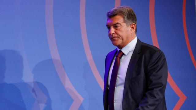 Joan Laporta, en la rueda de prensa de explicación del adiós de Leo Messi