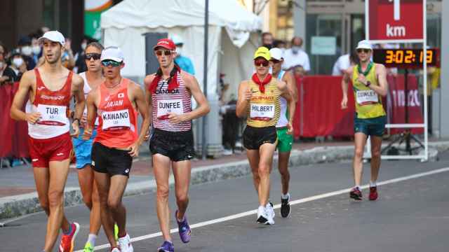 Marc Tur, en la prueba de los 50 kilómetros marcha de los Juegos Olímpicos de Tokio 2020