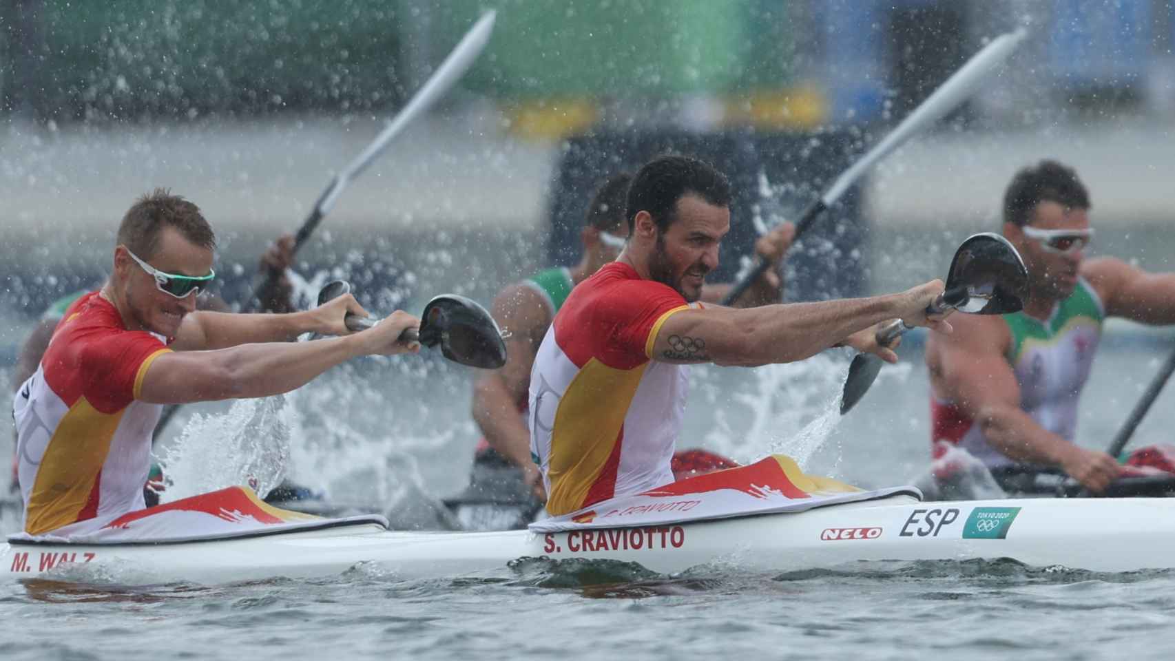 Saúl Craviotto y Marcus Walz, en el K4 en los Juegos Olímpicos de Tokio 2020