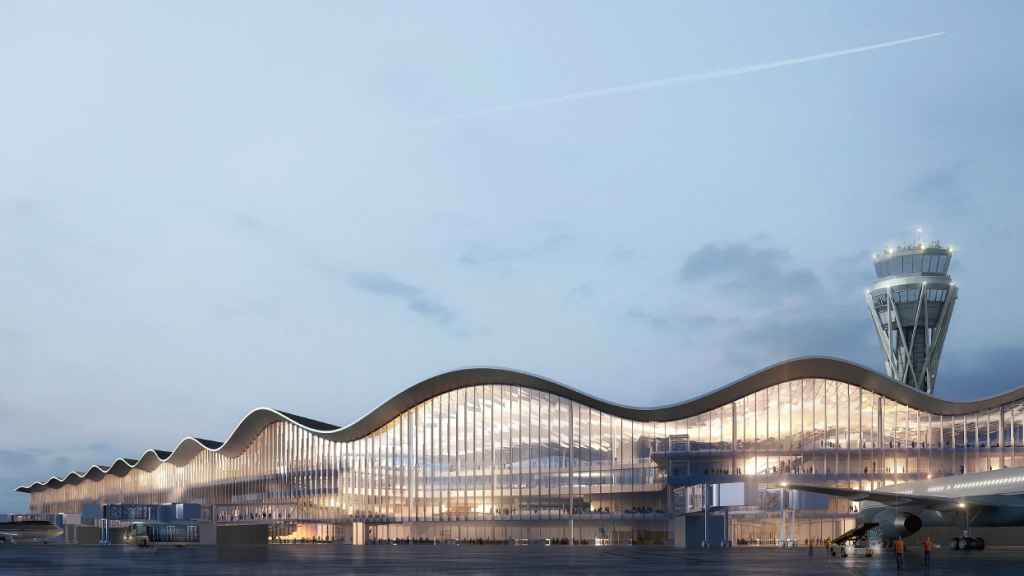 Recreación de la nueva terminal auxiliar del aeropuerto de El Prat.