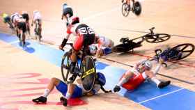 Caída en la prueba de omnium de ciclismo en pista femenino en los Juegos Olímpicos de Tokio 2020