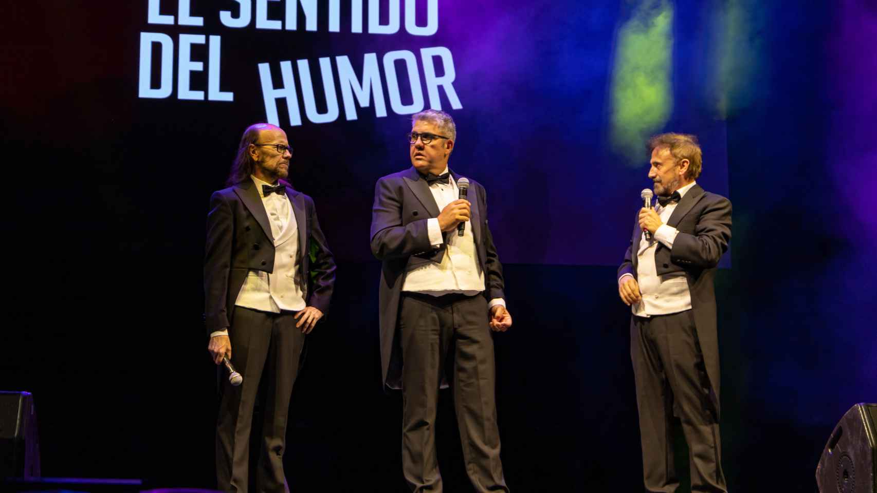 Santiago Segura, Florentino Fernández y José Mota en la actuación de anoche.