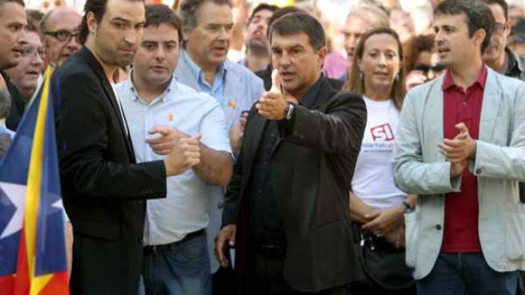 Joan Laporta, en su primera etapa como presidente del Barça, durante una Diada