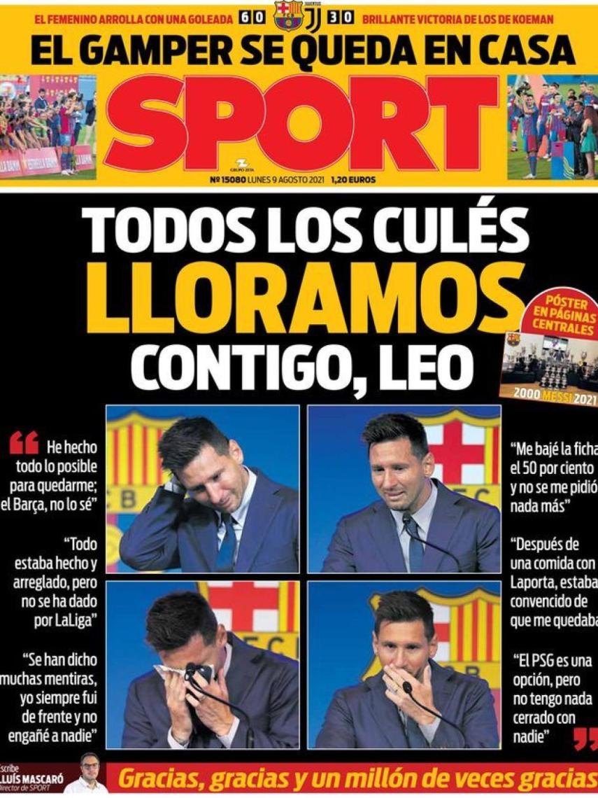 La portada del diario SPORT (09/08/2021)