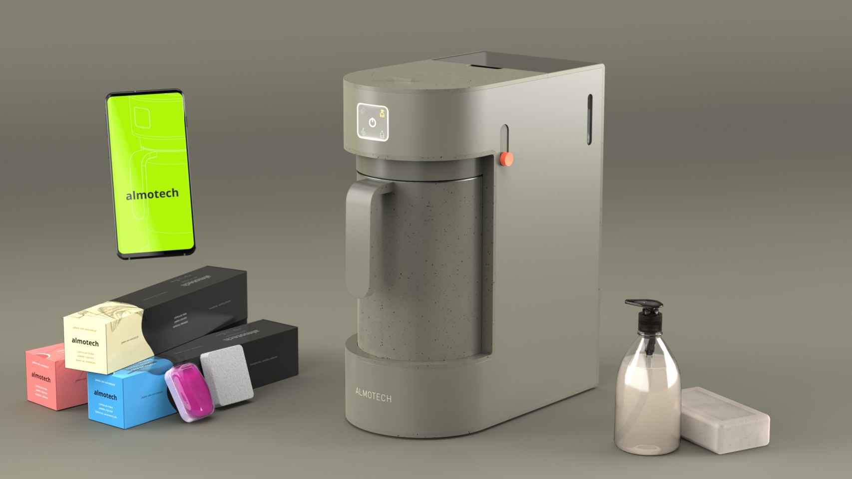 El pequeño electrodoméstico desarrollado por Almotech y su biotecnología convierte el aceite doméstico en cápsulas de jabón líquido.