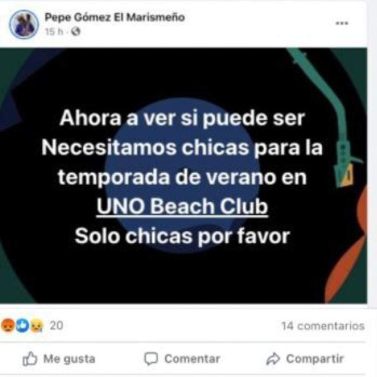 El anuncio de Pepe en redes sociales.
