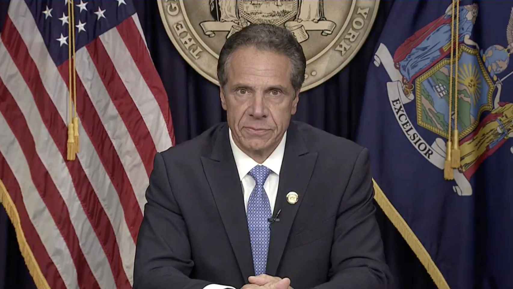 Andrew Cuomo durante la rueda de prensa en la que ha anunciado su dimisión como gobernador de Nueva York.
