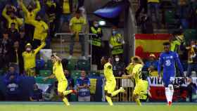 Gerard Moreno celebra el gol del Villarreal en la final de la Supercopa de Europa 2021