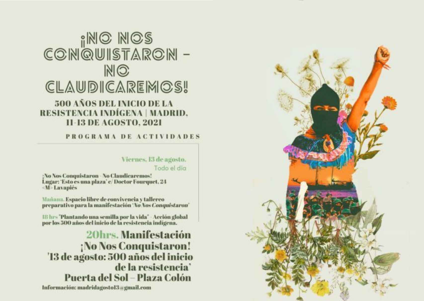 Cartel de la concentración zapatista que se celebra este viernes 13 de agosto en Madrid.