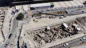 Imagen aérea de la excavación arqueológica realizada en la Avenida de Andalucía.
