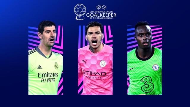 Thibaut Courtois, Ederson y Edouard Mendy, en el fotomontaje de UEFA