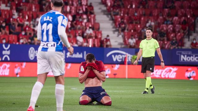 Unai García y RDT, durante el Osasuna - Espanyol