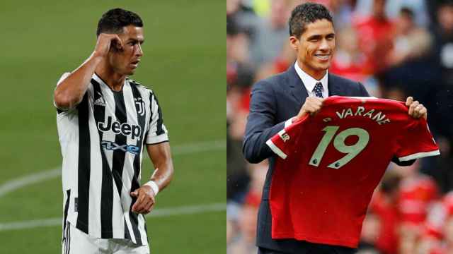 Cristiano Ronaldo con la Juventus y Varane con el Manchester United, en un collage