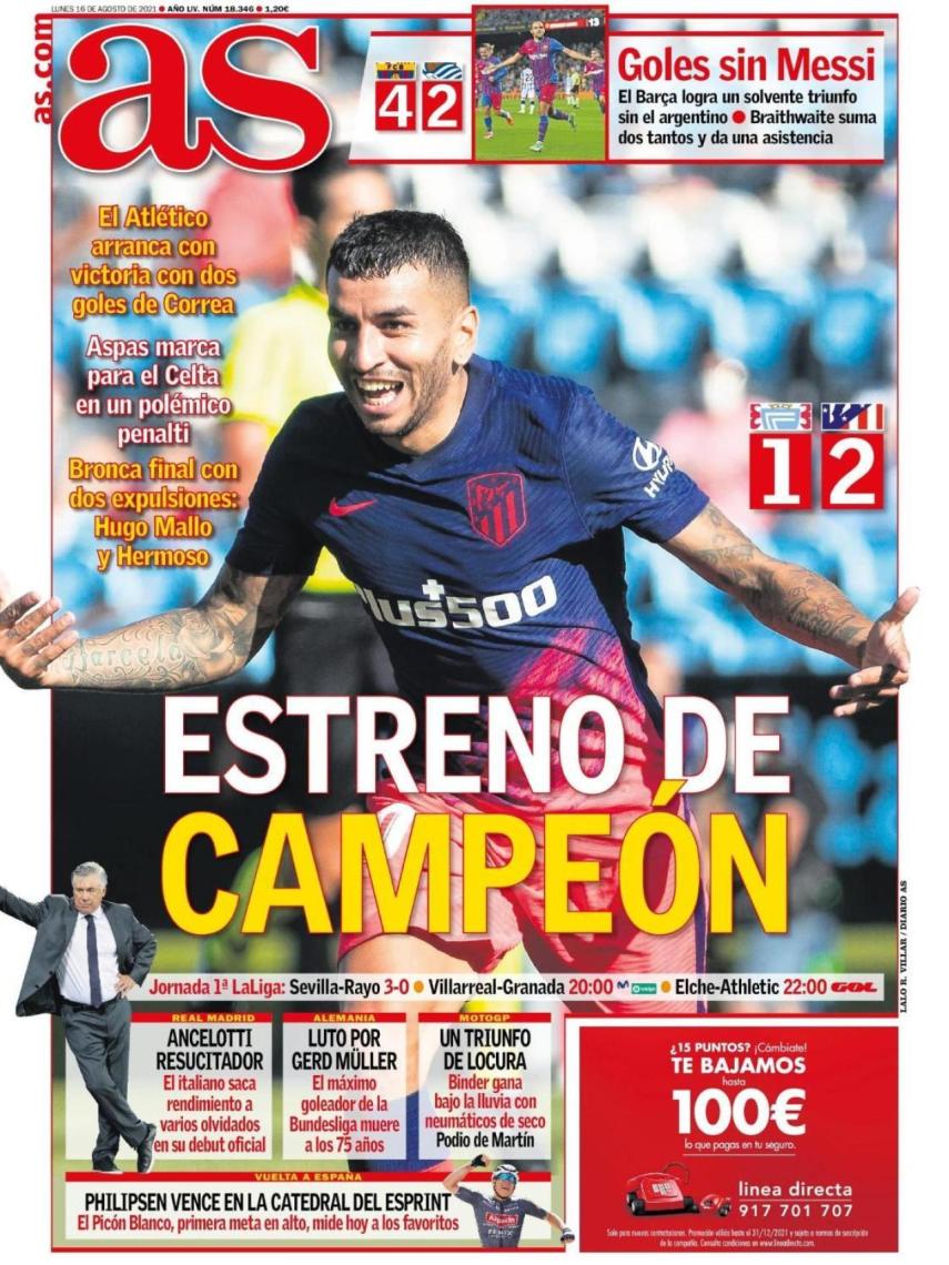 La portada del diario AS (16/08/2021)