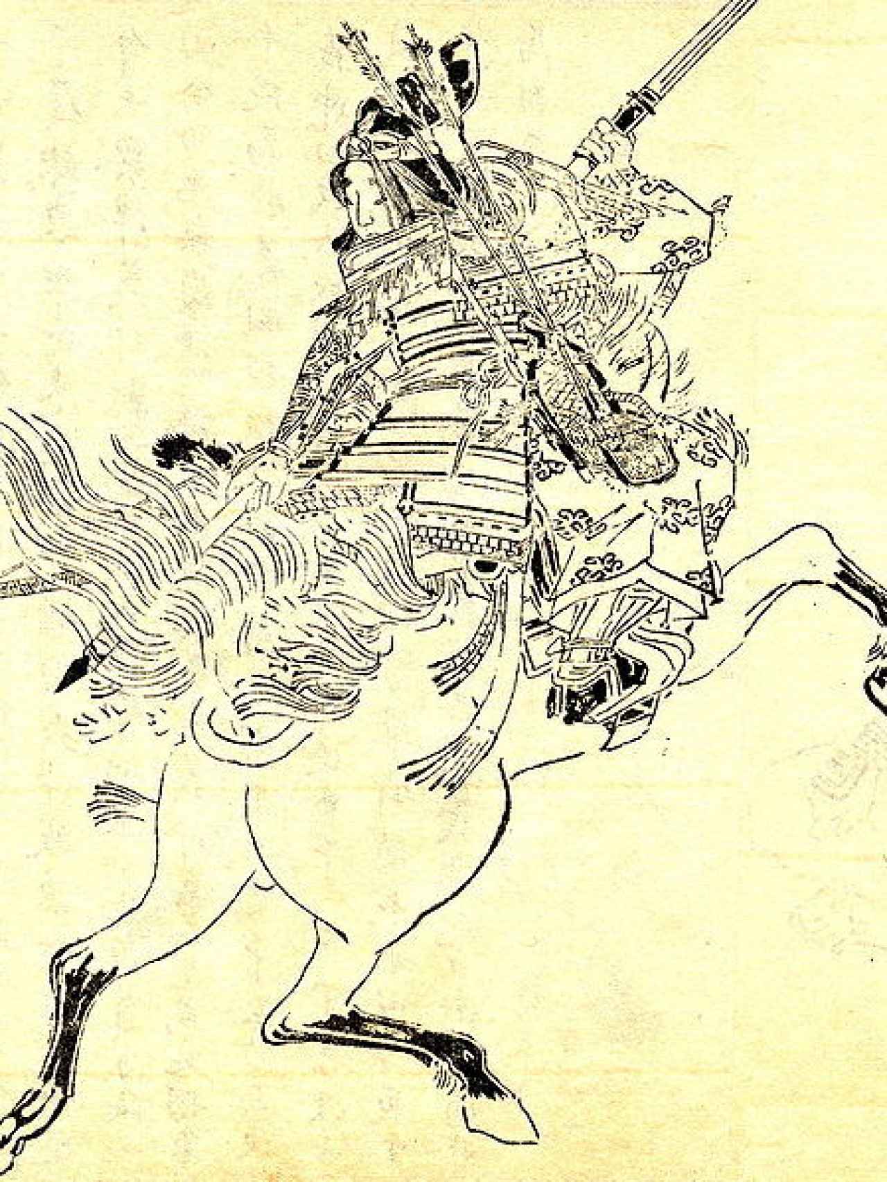 Tomoe Gozen dibujada por Kikuchi Yosai (s. XIX).