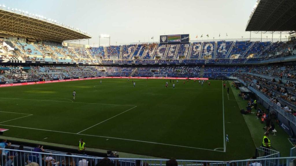 Vista general de La Rosaleda en el Málaga-Mirandés