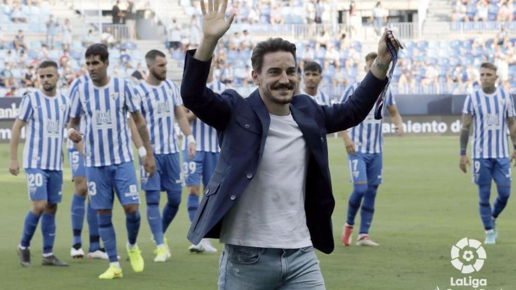 Damián Quintero en La Rosaleda este lunes.