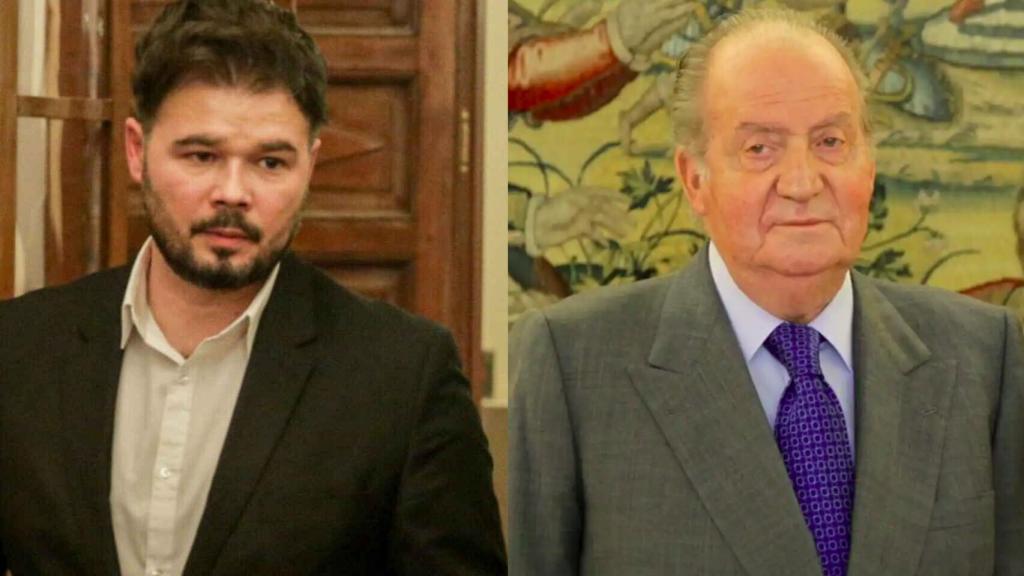 Rufián y Juan Carlos I en un fotomontaje.