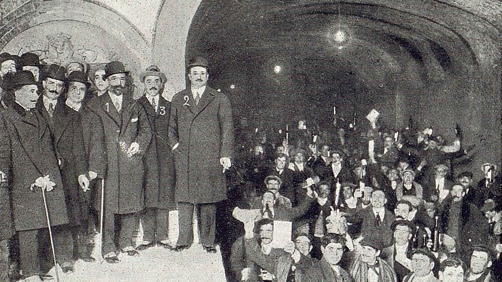 Visita de las autoridades a las obras de la Línea 1 en 1919.