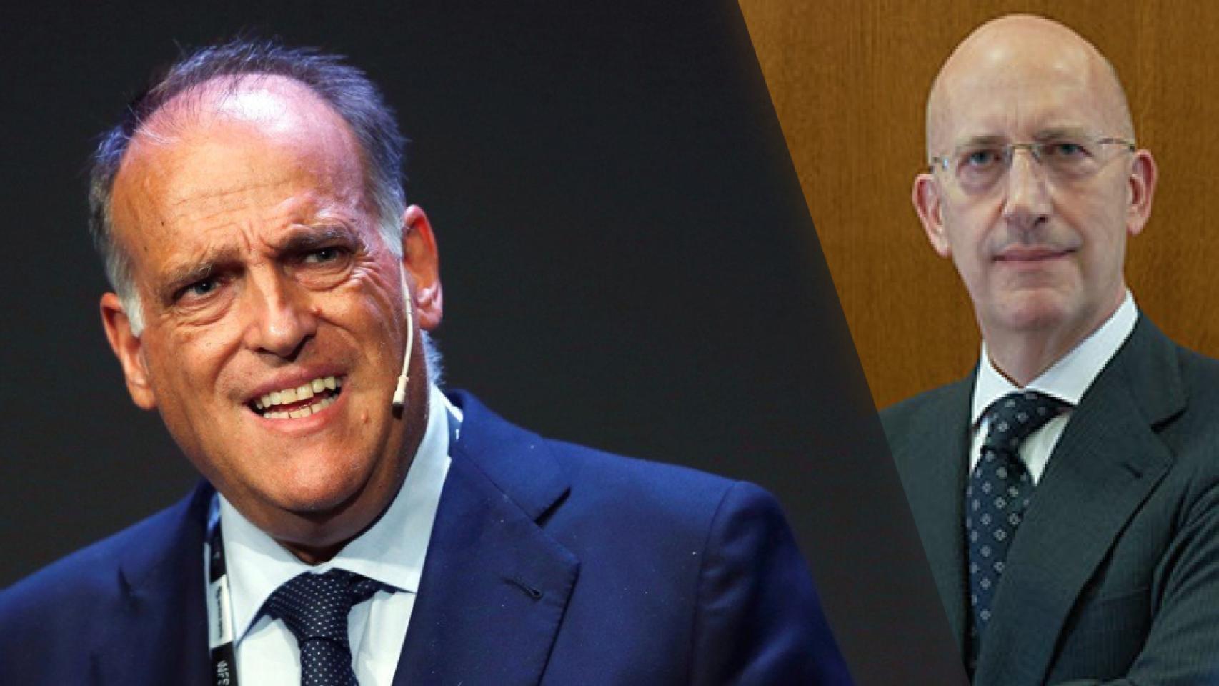 Javier Tebas, presidente de LaLiga, y Tomás González, comisionado de control externo de la RFEF y abogado del Estado