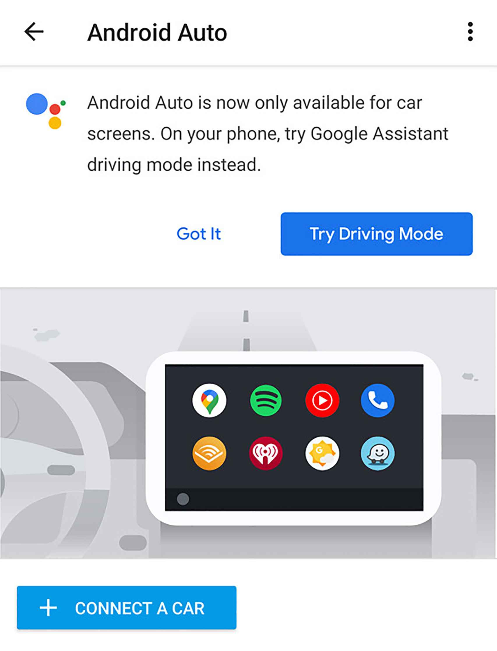 Mensaje de Android Auto