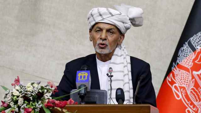 El presidente de Afganistán, Ashraf Ghani, durante un discurso en el Parlamento, en Kabul, el pasado 2 de agosto.