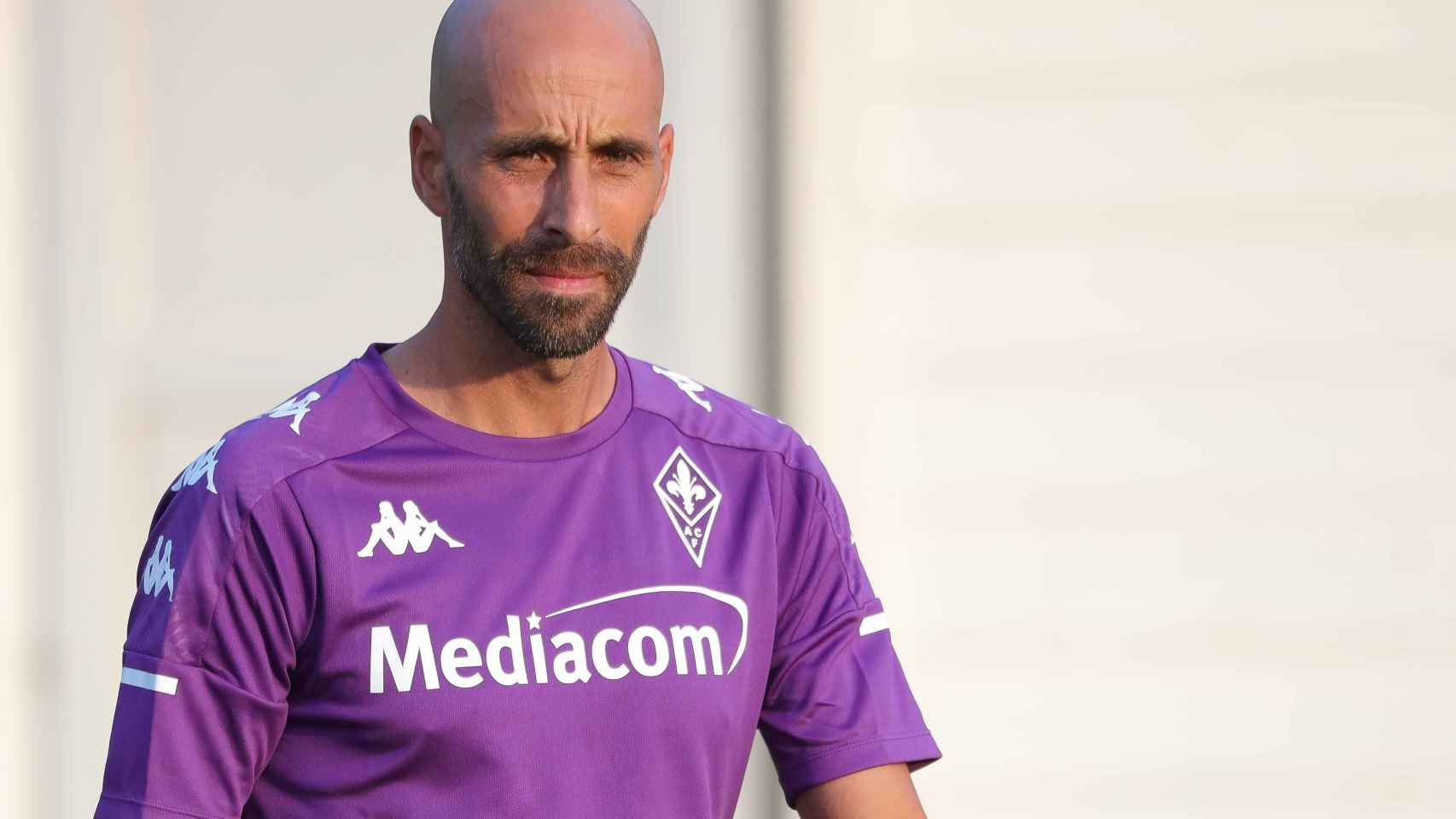 Borja Valero tras un entrenamiento con la Fiorentina