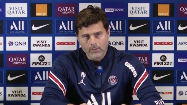 Mauricio Pochettino en rueda de prensa con el PSG