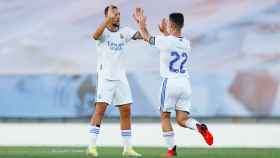 El Real Madrid Castilla celebra un gol