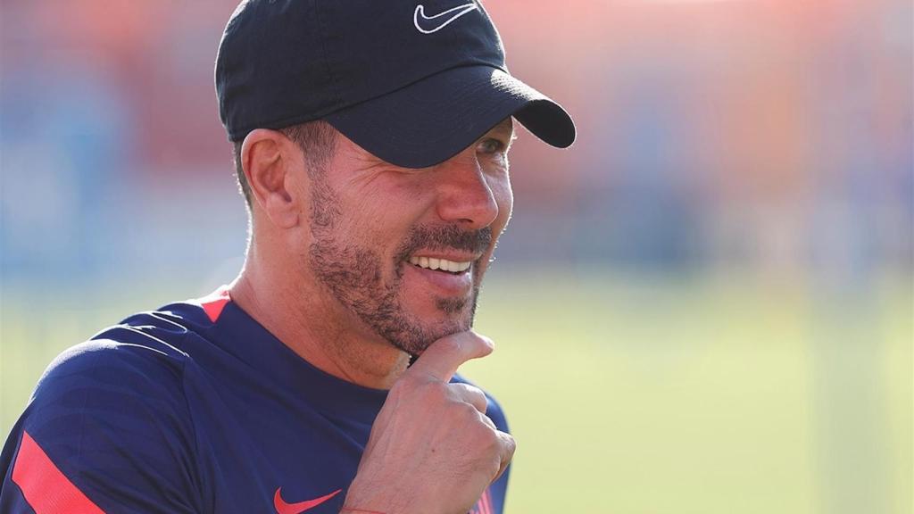 Simeone durante un entrenamiento del Atlético de Madrid