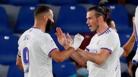 El Real Madrid celebra el gol de Bale contra el Levante