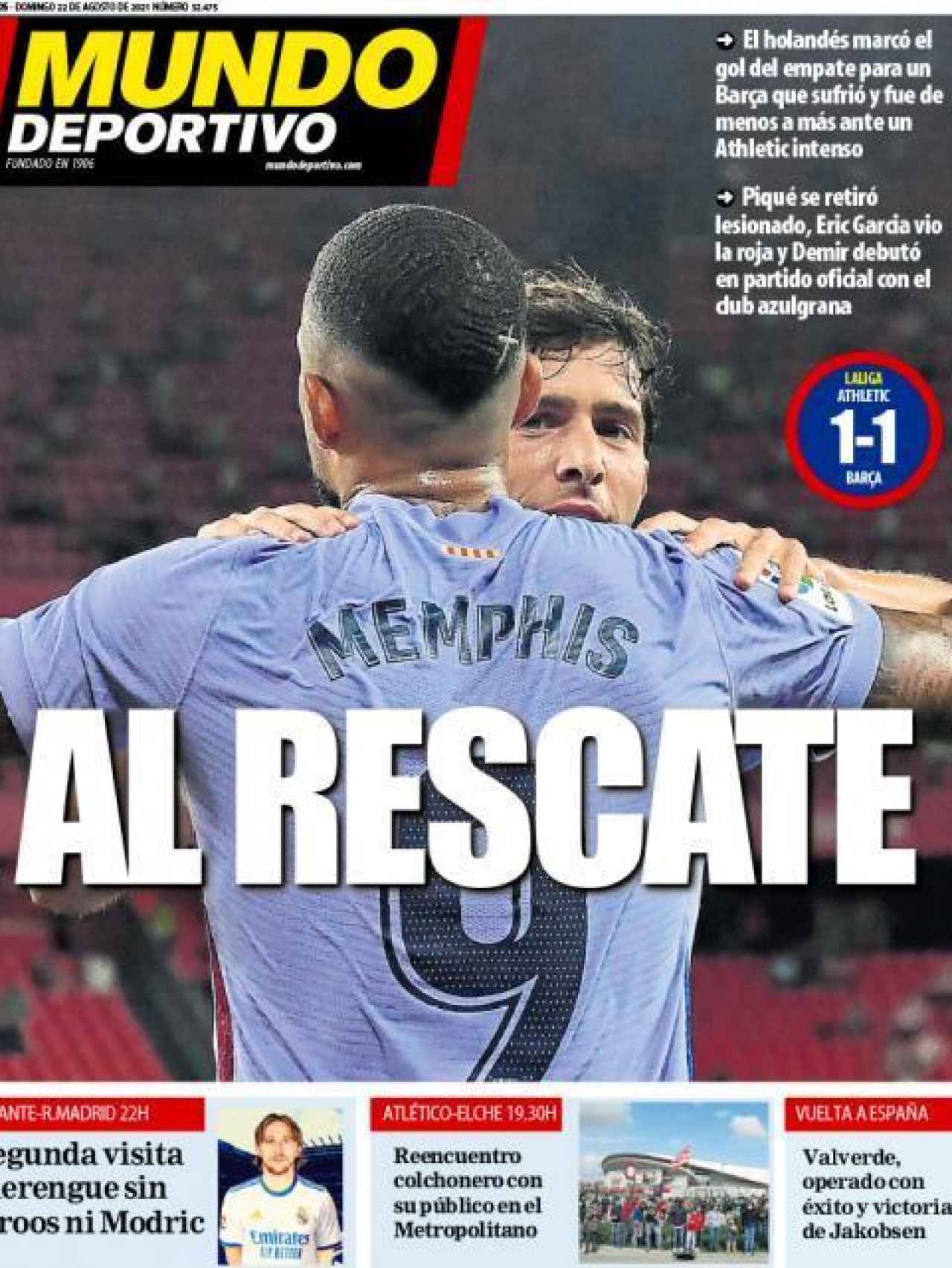 La portada del diario Mundo Deportivo (22/08/2021)