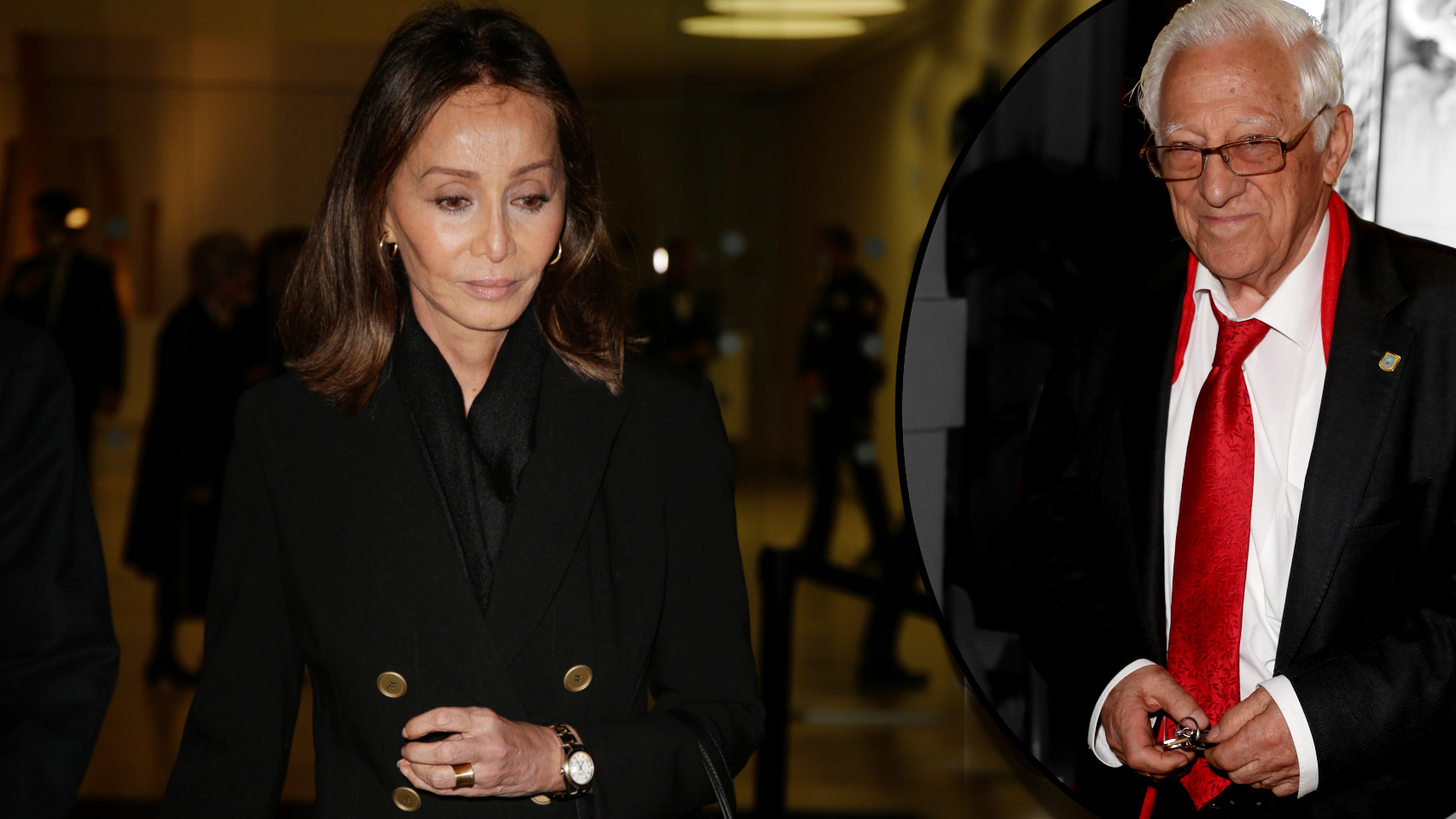 Isabel Preysler y el padre Ángel, en un montaje de Jaleos.