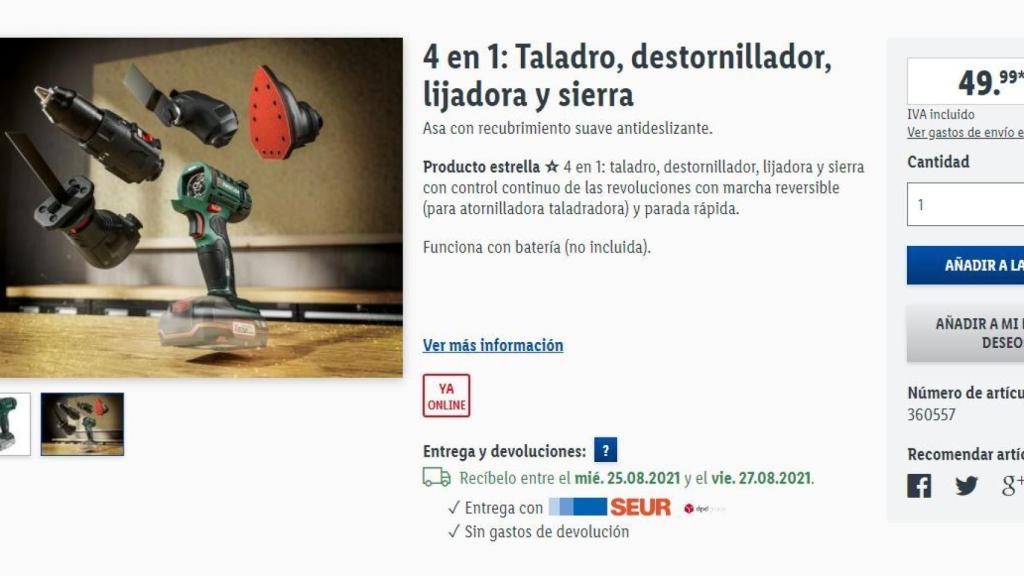 Taladro, destornillador, lijadora y sierra de Lidl: 4 en 1.