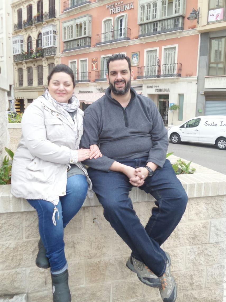 Patricia y Agustín, sentados en la Tribuna de los Pobres.