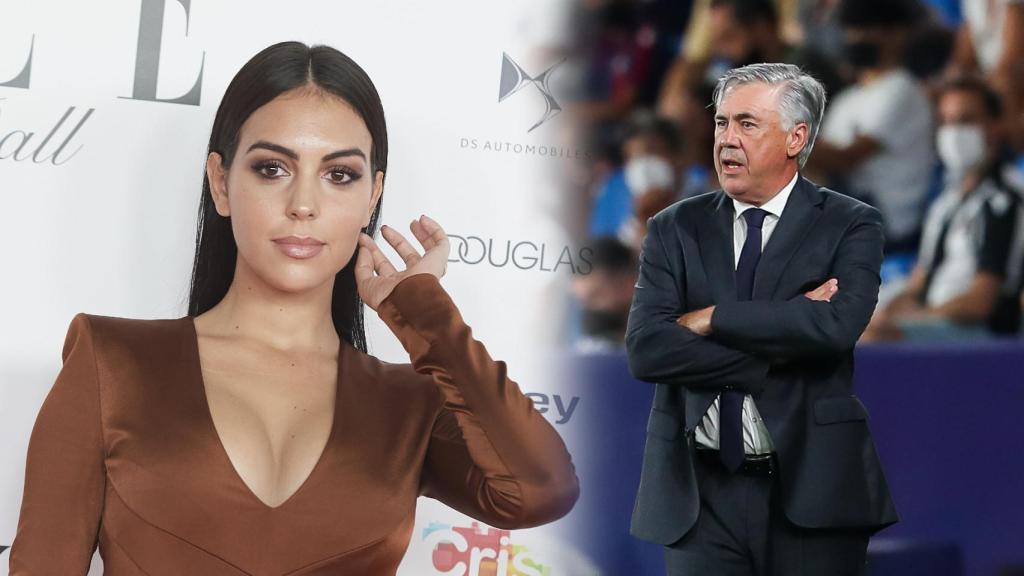 Georgina Rodríguez y Carlo Ancelotti, en un fotomontaje