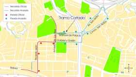 Plano del recorrido que hará la línea 34 de bus con la calle cortada.