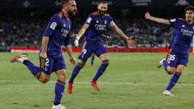 Dani Carvajal celebra su gol al Real Betis