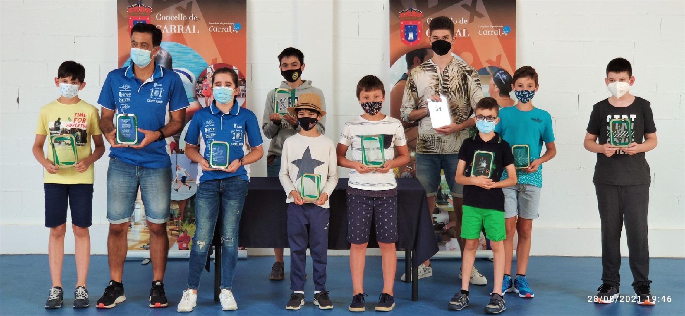 Los ganadores del Torneo de Ajedrez de Verano de Carral (Concello de Carral).