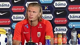 Erling Haaland, en rueda de prensa con la selección de Noruega