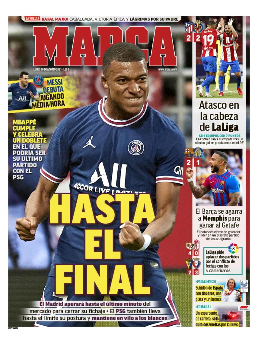 La portada del diario MARCA (30/08/2021)