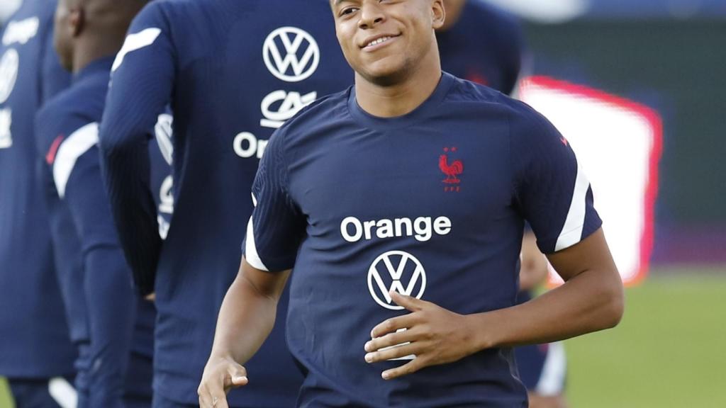 Kylian Mbappé, en el entrenamiento de Francia