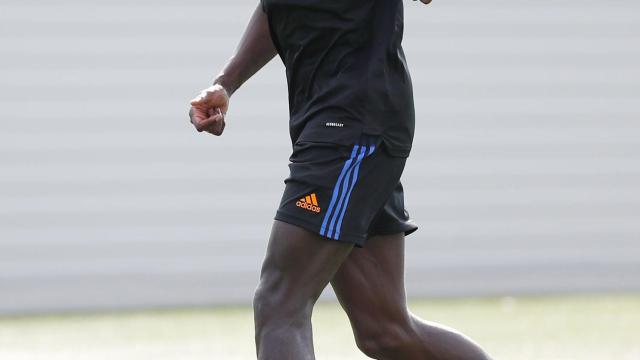 Ferland Mendy, en el entrenamiento del Real Madrid