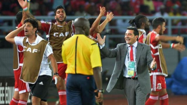 Esteban Becker en un partido con la selección de Guinea Ecuatorial.